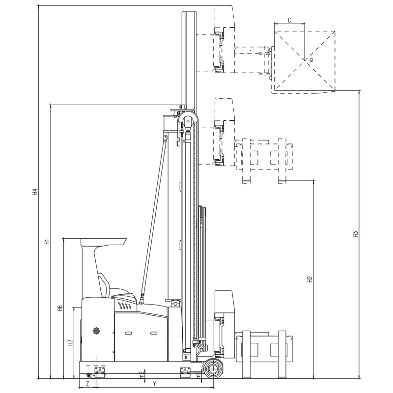 Very Narrow Aisle Truck, Man-Down (REV15BP) 1500 kg 5000-10500 mm - view 4